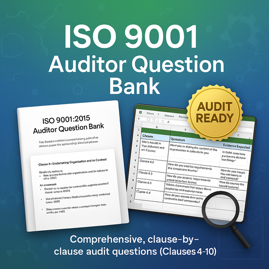 ISO 9001 Auditor Question Bank (Excel + Word)